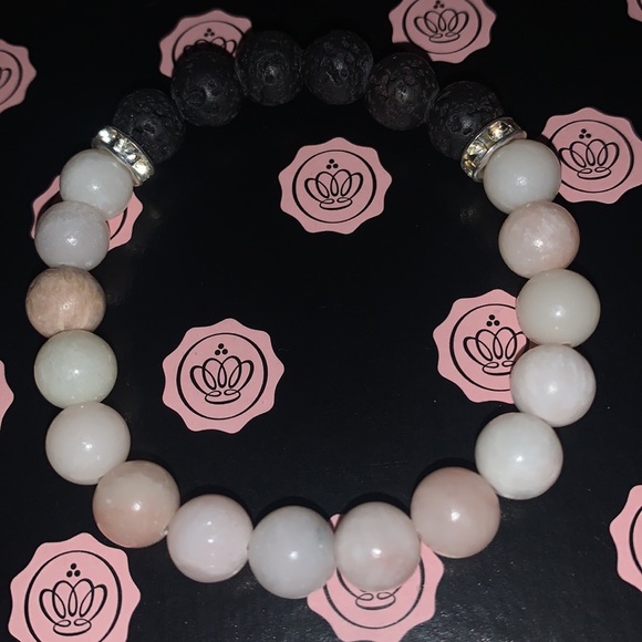 🪬2/$20🪬 AAA Grade Nat 8mm Pink Opal & Lava Stone Stretch Aromatherapy Bracelet - Picture 7 of 12